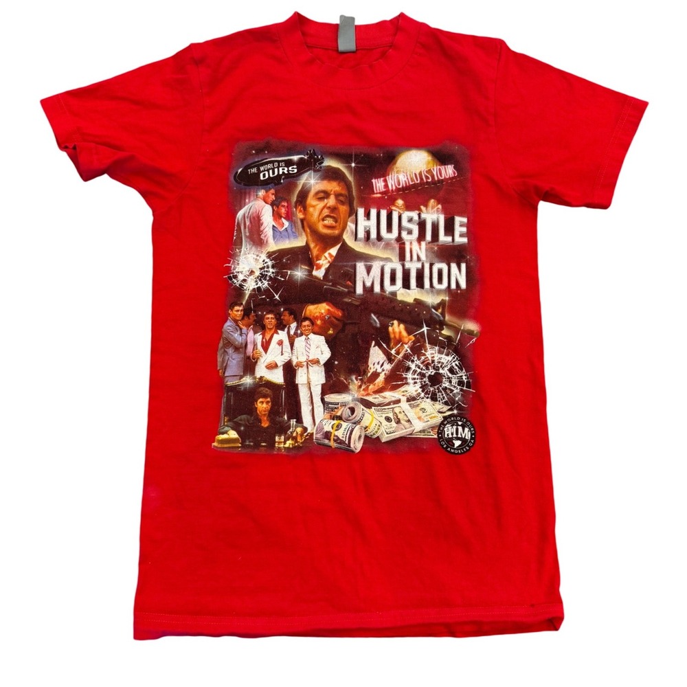 Smart Blanks Scarface Hustle In Motion Red Graphic T-Shirt Mens Small M1200